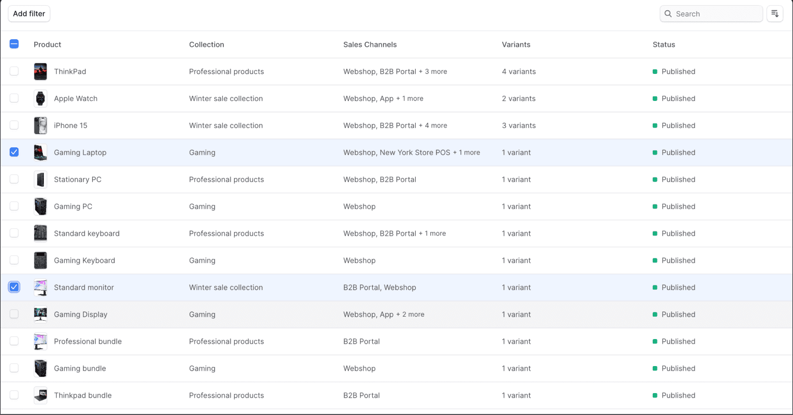 Price lists Screenshot