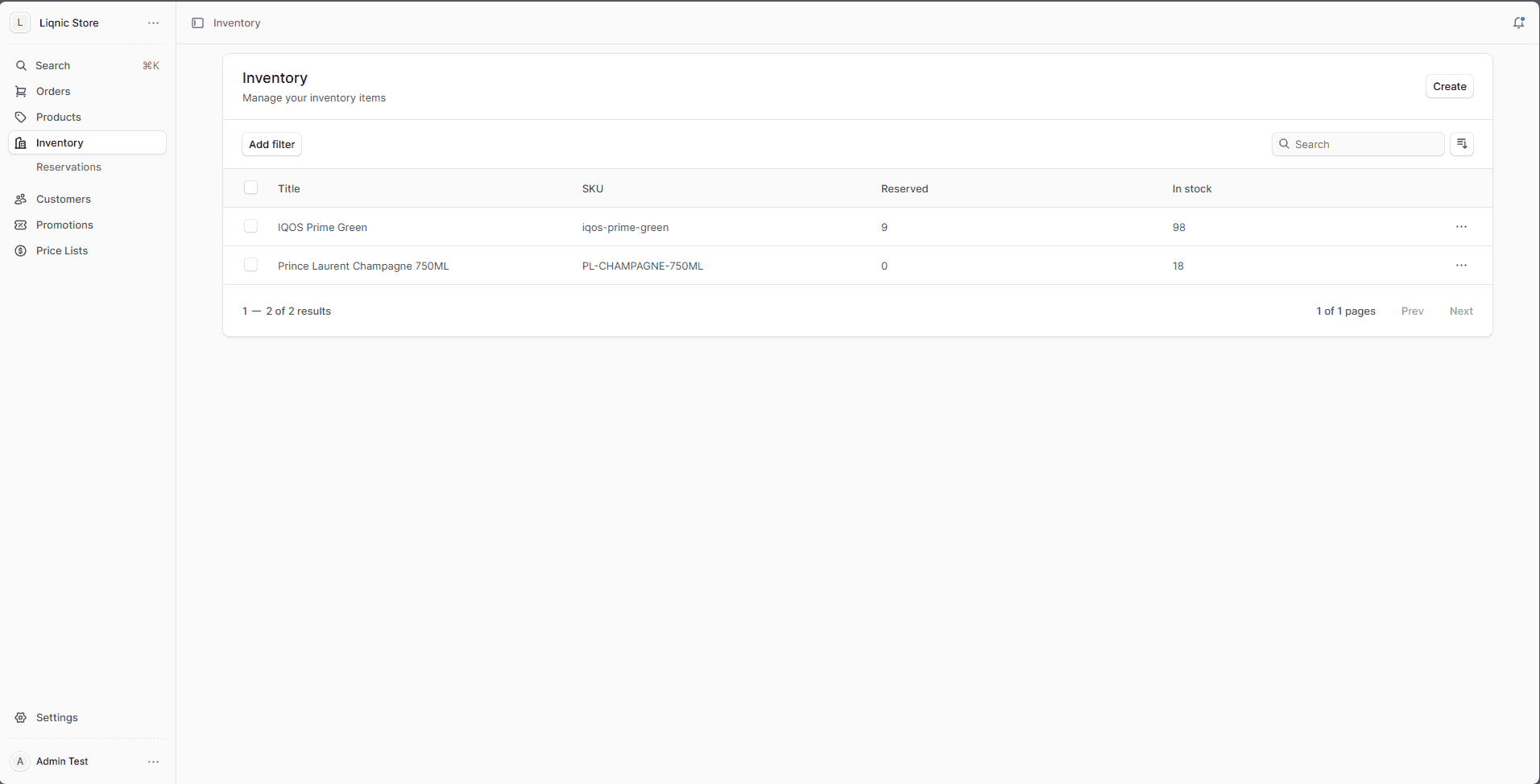 Inventory Screenshot
